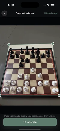 Scanning a real angled wooden chessboard with the ChessCopilot camera